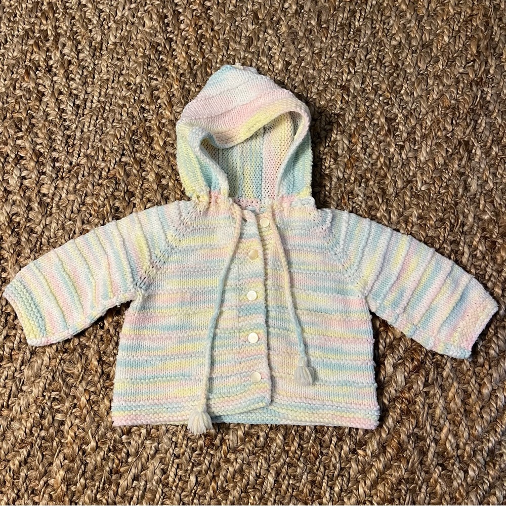 Handmade Baby Toddler Sweater Pastels Hood